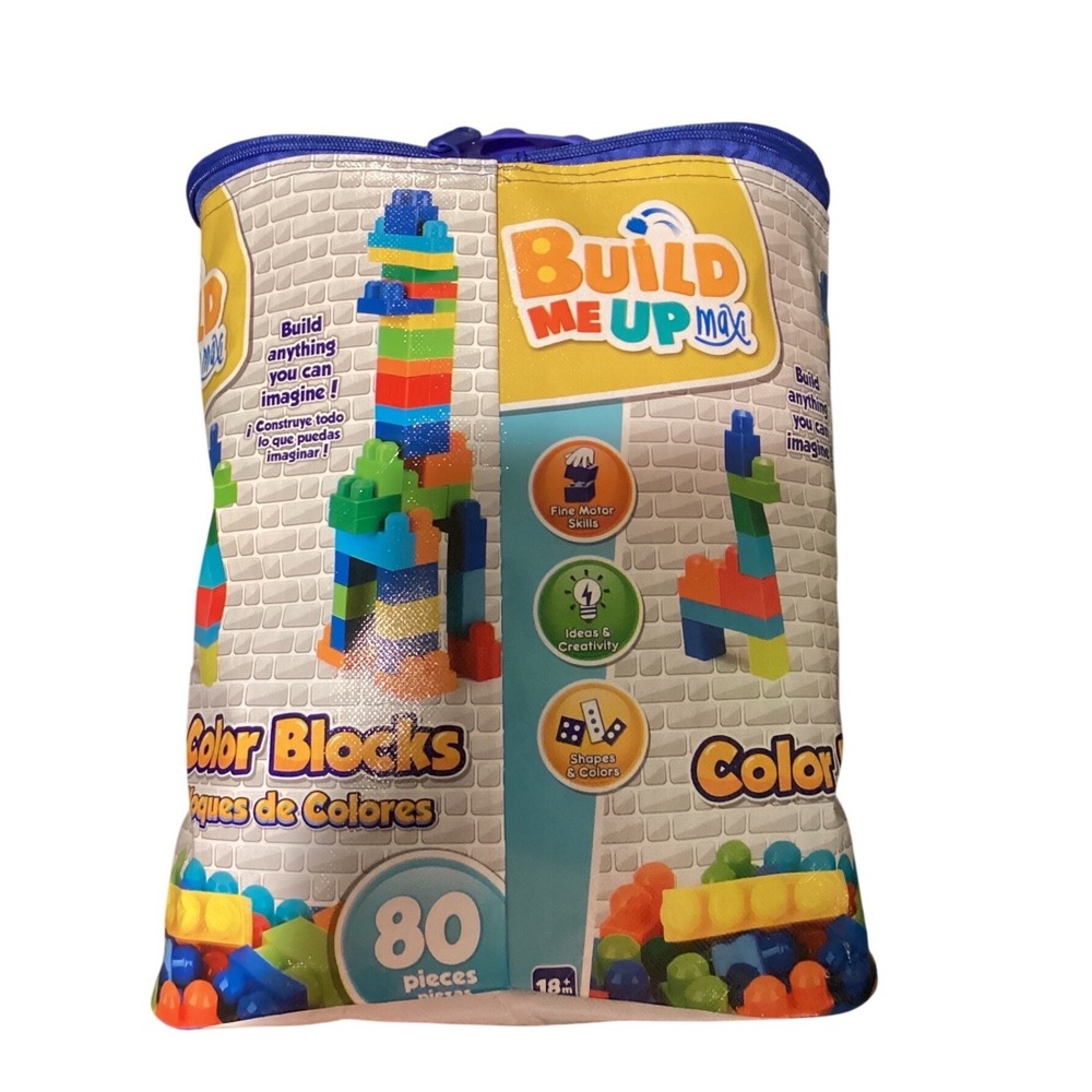 Build Me Up Maxi Color Blocks 80 Piece Set Toddler Building Toy Storage Bag - Picture 2 of 2